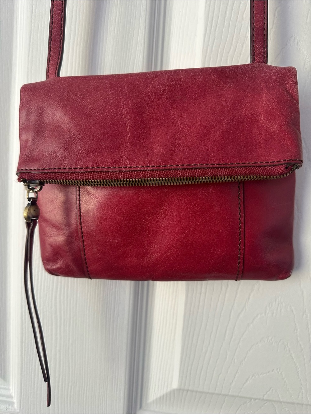 Hobo International Red Burgundy Leather Small Crossbody Bag Purse Boho Y2K